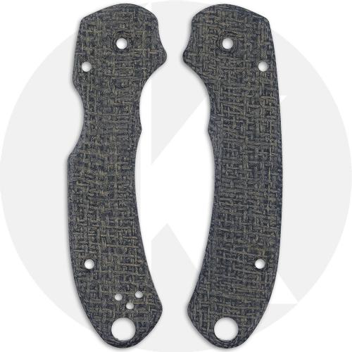 AWT Spyderco Para 3 Custom Burlap Micarta Scales - SKINNY - Black - USA Made