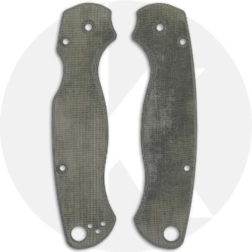 AWT Custom Linen Micarta Scales for Spyderco Para Military 2 Knife - OD Green - USA Made