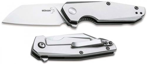 Boker Plus Petit 01BO083 - Philippe Jourget Compact EDC - Satin D2 Wharncliffe - Stainless Steel - Frame Lock Flipper Folder