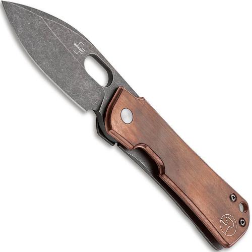 Boker Gust Copper 01BO146 - Serge Panchenko EDC - Stonewash D2 Drop Point - Copper and Stonewash Stainless Steel - Frame Lock Knife