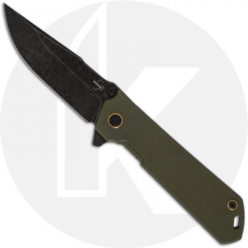 Boker Kihon Assisted G10 01BO164 - Lucas Burnley EDC - Dark Stonewash D2 Harpoon - Green G10 and Dark Stonewash SS - Assisted Flipper Folder