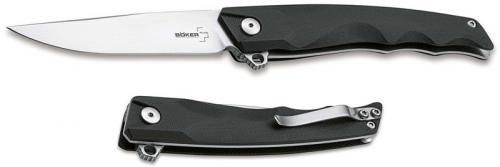 Boker Shade Knife 01BO240 - Satin D2 Clip Point - Black G10 - Flipper Folder