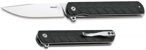 Boker Legion Knife 01BO242 - Stonewash Drop Point - Black G10 - Flipper Folder