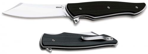 Boker Obscura Knife 01BO243 - Saracen Style Blade - Black G10 - Flipper Folder