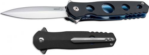 Boker Plus 01BO260 Picador EDC Spear Point Flipper Folder Black G10 and Blue Ti Handle