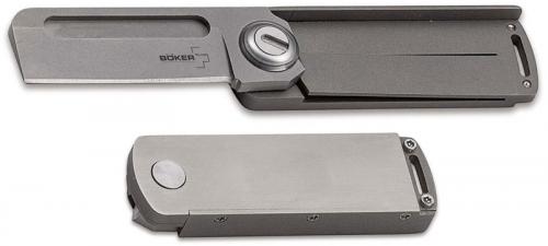 Boker Plus Rocket Titan 01BO264 - Darriel Caston EDC Pocket Knife - Bead Blast Sheepfoot - Gray Titanium Scale - Liner Lock