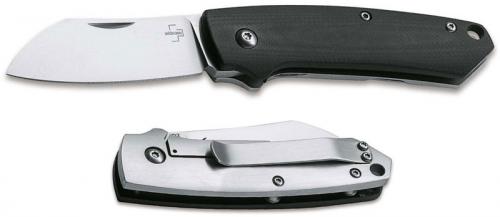 Boker Cox Pro G10 01BO314 - Jens Anso - Hairline D2 Sheepfoot - Black G10 and SS - Frame Lock Folder