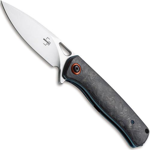 Boker Nebula 01BO319 - Satin D2 Spear Point - Patterned Carbon Fiber - Liner Lock - Flipper Folder