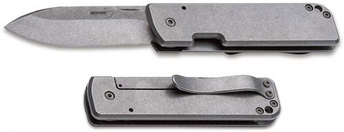 Boker Lancer 42 Steel 01BO464 - Serge Panchenko - Stonewash D2 Spear Point - Stonewash SS - Frame Lock Folder