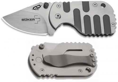 Boker Plus Subcom Titan VG-10 01BO605 - Chad Los Banos EDC - Satin VG-10 Clip Point - 2 Tone Titanium - Frame Lock