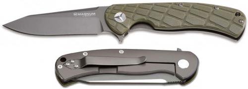 Boker Magnum 01MB705 Foxtrot Sierra Knife Clip Point OD G10 and SS Framelock Flipper Folder