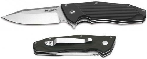 Boker Magnum 01MB706 Passenger Knife Stonewash Clip Point Black G10 Linerlock Flipper Folder