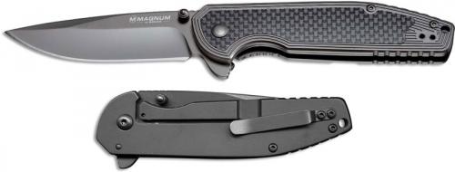 Boker Magnum 01RY701 Carbon Frame Black Drop Point Flipper Folder Ti Steel and Carbon Fiber Handle