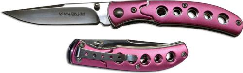 Boker Magnum Cutie 01RY972 Knife EDC Drop Point Drilled Pink Aluminum Liner Lock Folder