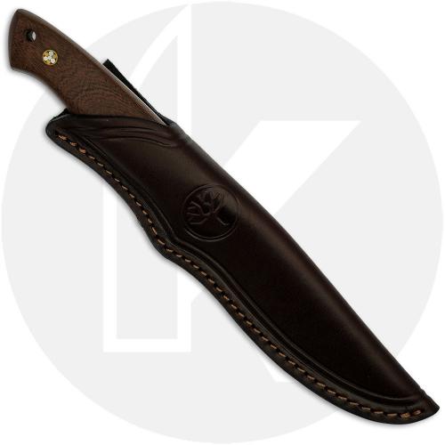 Boker Relincho Madera 02BA303G Fixed Blade Knife - N695 Stainless Steel - Guayacan Ebony - Brown Leather Sheath