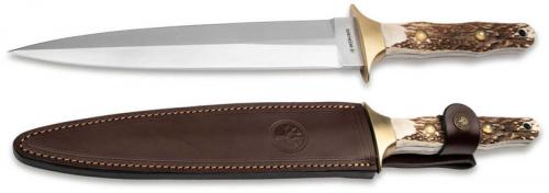 Boker Arbolito Colmillo 02BA918HH - Satin Double Edge Dagger - Stag Handle - Made in Argentina