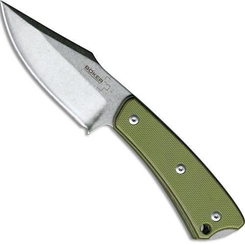 Boker Plus Piranha Fixed Blade Knife with OD Green Handle, 02BO005