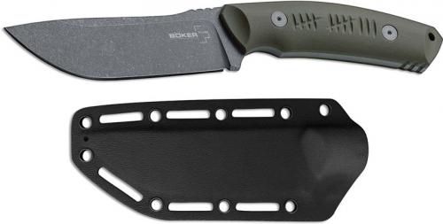 Boker Plus Blacklist 02BO007 Kornel Kiss Stonewash Drop Point Fixed Blade Green G10 Handle