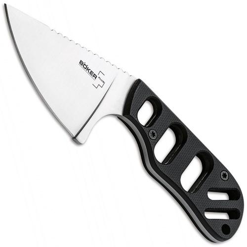 Boker Plus 02BO321 SFB Neck Knife Chad Los Banos Compact Fixed Blade Black G10 Handle