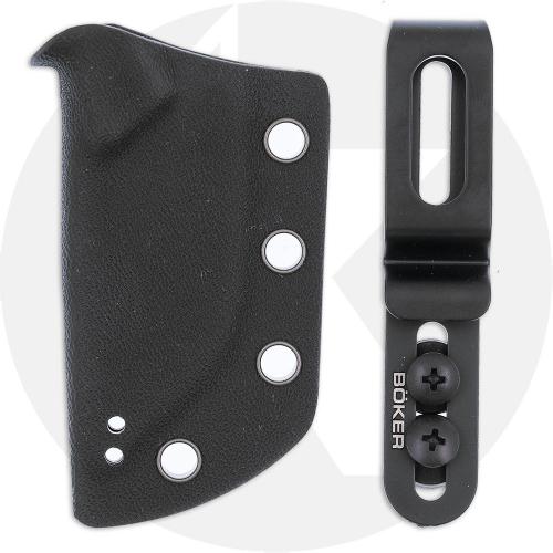 Boker Plus M.U.K. 02BO593 Fixed Blade Knife - Stonewash 14C28N Skinner - Brown Micarta - Kydex Sheath