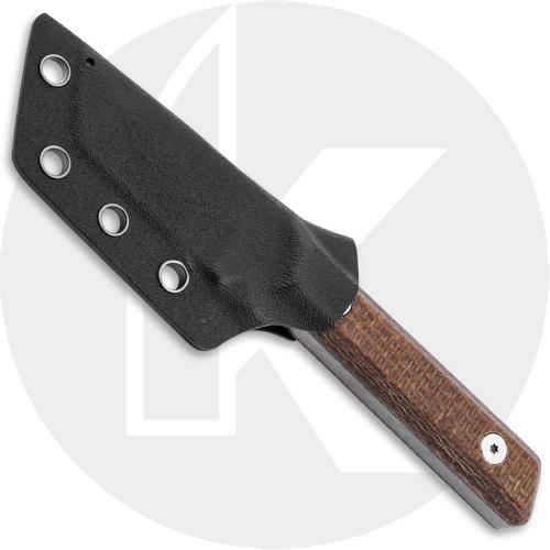 Boker Plus Thicker Clipper 02BO601 Fixed Blade Knife - Black Stonewash D2 Tanto - Brown Micarta - Kydex Sheath