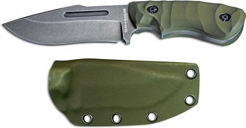 Boker Magnum Lil Giant 02LG113 Dark Stonewash Clip Point EDC Fixed Blade Knife Milled Green G10