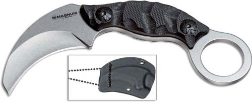 Boker Magnum 02RY868 Neck-Bit Stonewash Karambit Fixed Blade G10 with Ring Pommel