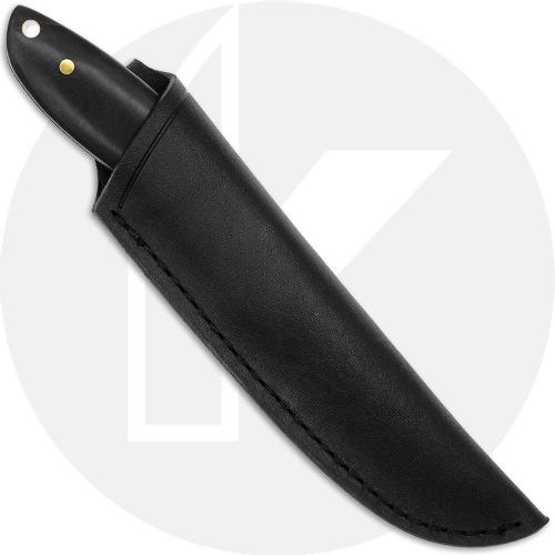 Boker Vernery Damast 02SC018DAM Fixed Blade Knife - Damascus Drop Point - Ebony Wood - Black Leather Sheath