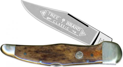 Boker Lockblade Folding Hunter - Solingen Carbon Steel Blade - Smooth Buckskin Bone - 111011BK - German Made