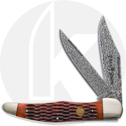 Boker Traditional Series 2020 Duo Damascus Folding Hunter 110274 Knife - 2 Blade Damascus - Brown Jigged Bone - German Import