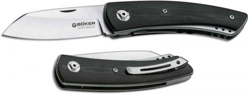 Boker Model 10 EDC 110653 Les Voorhies Black G10 Liner Lock Knife German Made
