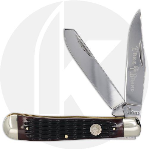 Boker Trapper Knife 110812 - D2 Steel Blades - Jigged Brown Bone - German Import