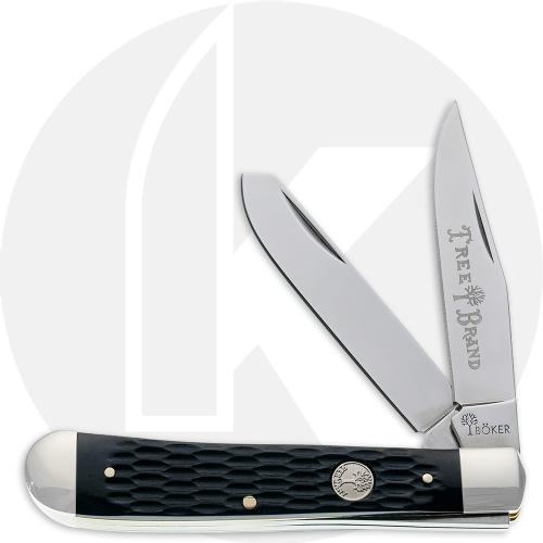 Boker Trapper 110824 Knife - D2 Steel Blades - Jigged Black Bone - German Import