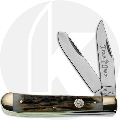 Boker Trapper Knife 110833ST - D2 Steel Blades - Stag Handle - German Import