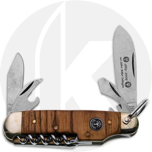 Boker 140th Anniversary 111869 Camp Knife - 4034 Multi-Blade - Flamed Chestnut Wood - Serial Numbered - Discontinued - BNIB