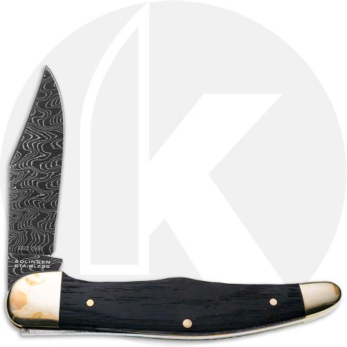 Boker Folding Hunter 20-20 Classic Damast 112021DAM Knife - Damascus - Bog Oak - Serial Number 002 - Discontinued Item - BNIB
