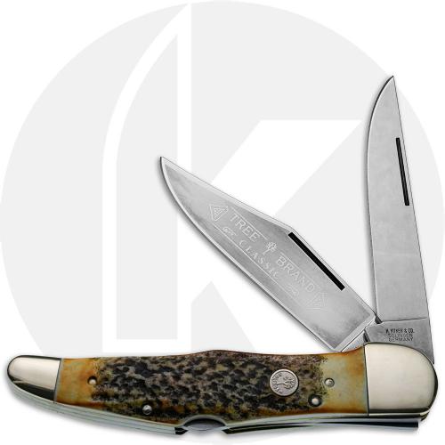 Boker Double Lock Folding Hunter 112021HH Knife - Limited Stag Handle - Discontinued - BNIB
