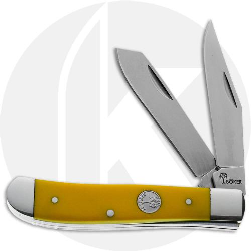 Boker Mini Trapper Knife 110850 - D2 Steel Blades - Yellow Delrin - German Import