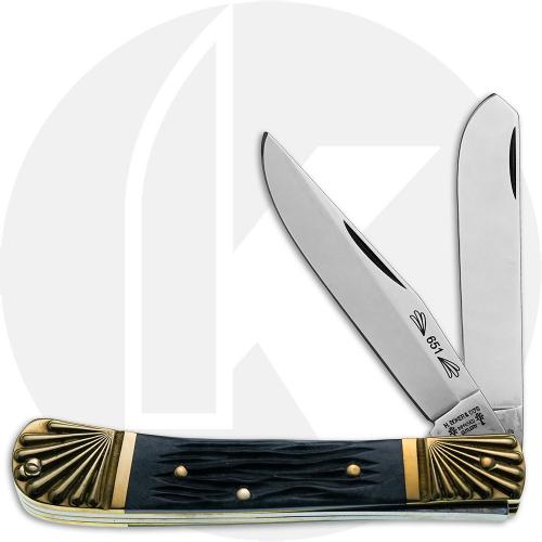 Boker Double Tree Trapper 2525 22DT Knife - Jigged Gray Bone - Discontinued - BNIB