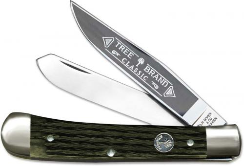 Boker Trapper Knife, Limited Jigged Green Bone, BK-2525JGB