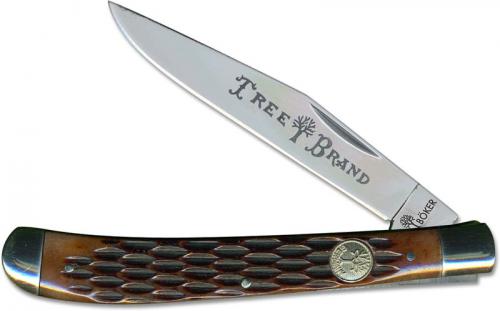 Boker Slim Line Trapper Knife - Stainless Steel Clip Blade - Jigged Brown Bone - 110735