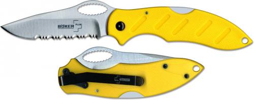 Boker Knives: Boker Plus TD Knife, Yellow Part Serrated, BK-BO191Y