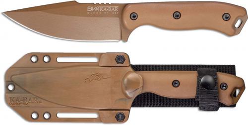 Becker Harpoon Knife BK18 - Brown Carbon Steel Harpoon Fixed Blade - Brown Ultramid Handle - USA Made