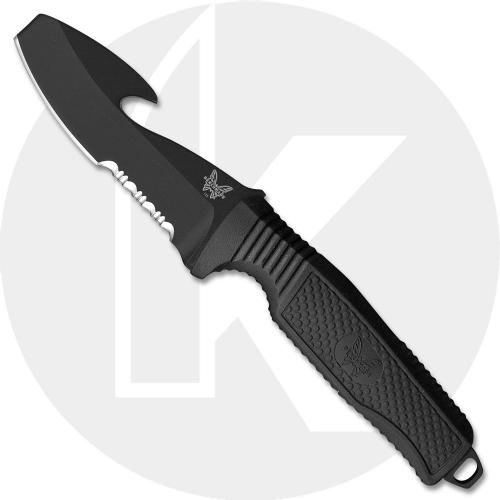 Benchmade 112SBKBLK H2O Fixed Dive Knife Part Serrated Black Blunt Tip Blade with Cord Cutter