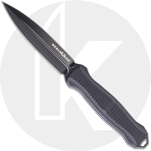 Benchmade 133BK Fixed Infidel Knife Black Double Edge Spear Point Black Billet Aluminum Scales