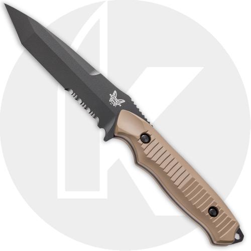 Benchmade Nimravus 141SBKSN - Part Serrated Black Tanto - Sand Ano Aluminum - Tan MOLLE Sheath