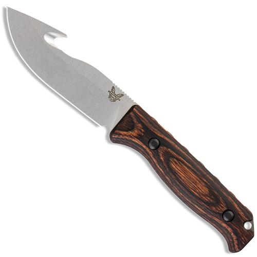 Benchmade Saddle Mountain Skinner 15004 - CPM S30V Gut Hook Fixed Blade - Stabilized Wood Handle - Hunting Knife - USA Made