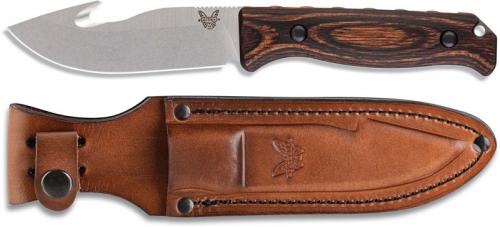 Benchmade Saddle Mountain Skinner 15004 - CPM S30V Gut Hook Fixed Blade - Stabilized Wood Handle - Hunting Knife - USA Made