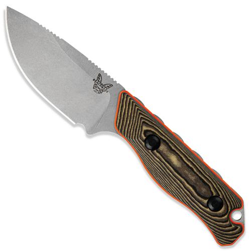 Benchmade Hidden Canyon Hunter 15017-1 - CPM S90V Drop Point Fixed Blade - Richlite / Orange G10 Handle - Hunting Knife - USA Made