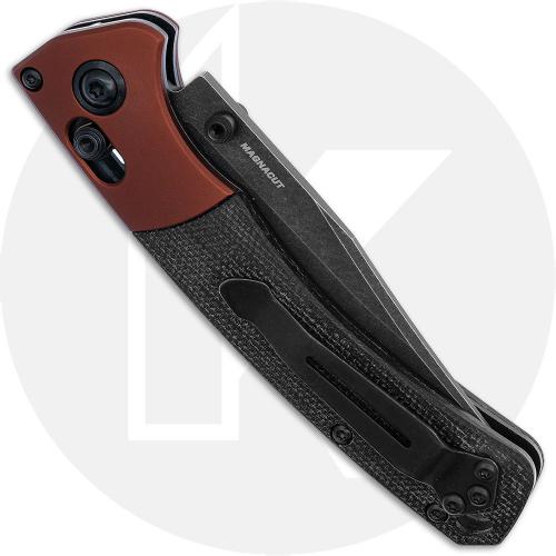 Benchmade 15085BK-04 Mini Crooked River Knife - DLC Battlewash MagnaCut Clip Point - Black Canvas Micarta with Burnt Copper Alum